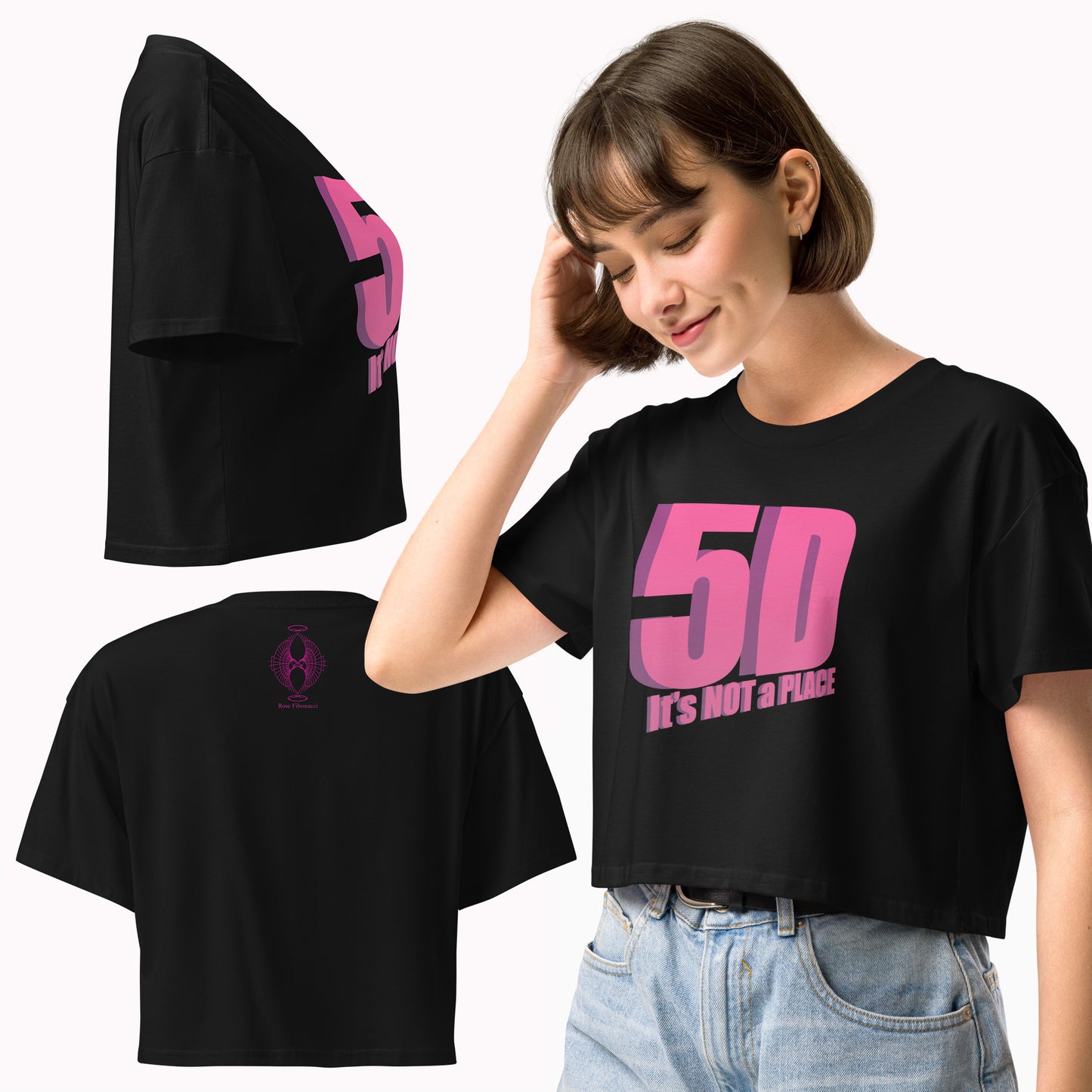 5D, It's Not a Place Women's Crop Tee – Thought-Provoking Spiritual Apparel