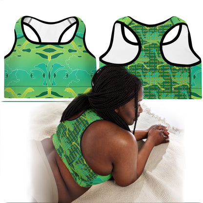 Lime Green Patterned Sports Bra
