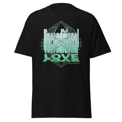 Black unisex t-shirt with Green ‘Unconditional Love’  message for spiritual and mindful souls