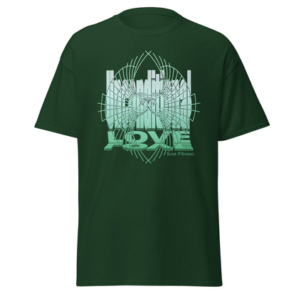 Forest Green unisex t-shirt with ‘Unconditional Love’ message in Green for spiritual and mindful souls