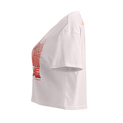Unconditional Love in orange design on orchid color crop side product view